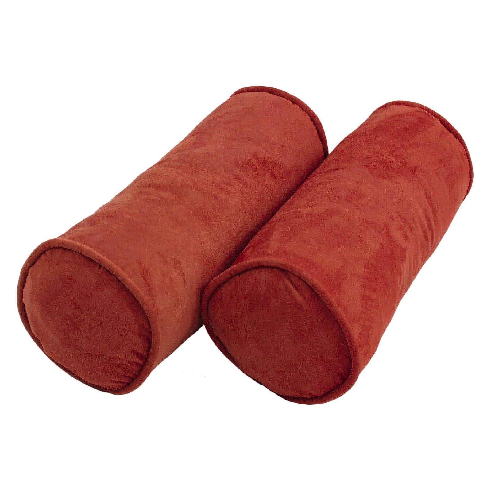 Cardinal Red Microsuede Bolster Pillow Set