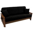 thumbnail image 1 of Blazing Needles Solid Microsuede Double Corded 8 to 9-inch Full Futon Cover Set with Two 18-inch Throw Pillows (Set of 3)-Color:Black, 1 of 2