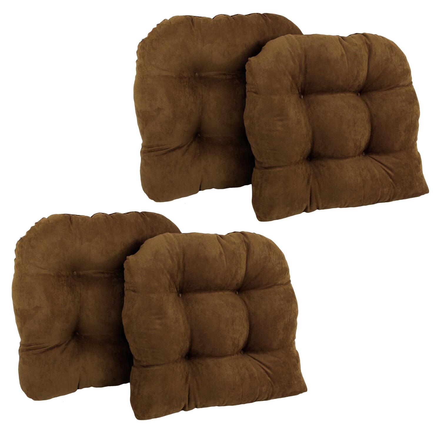 Blazing Needles Microsuede U Shaped Indoor Chair Cushion Set of 4