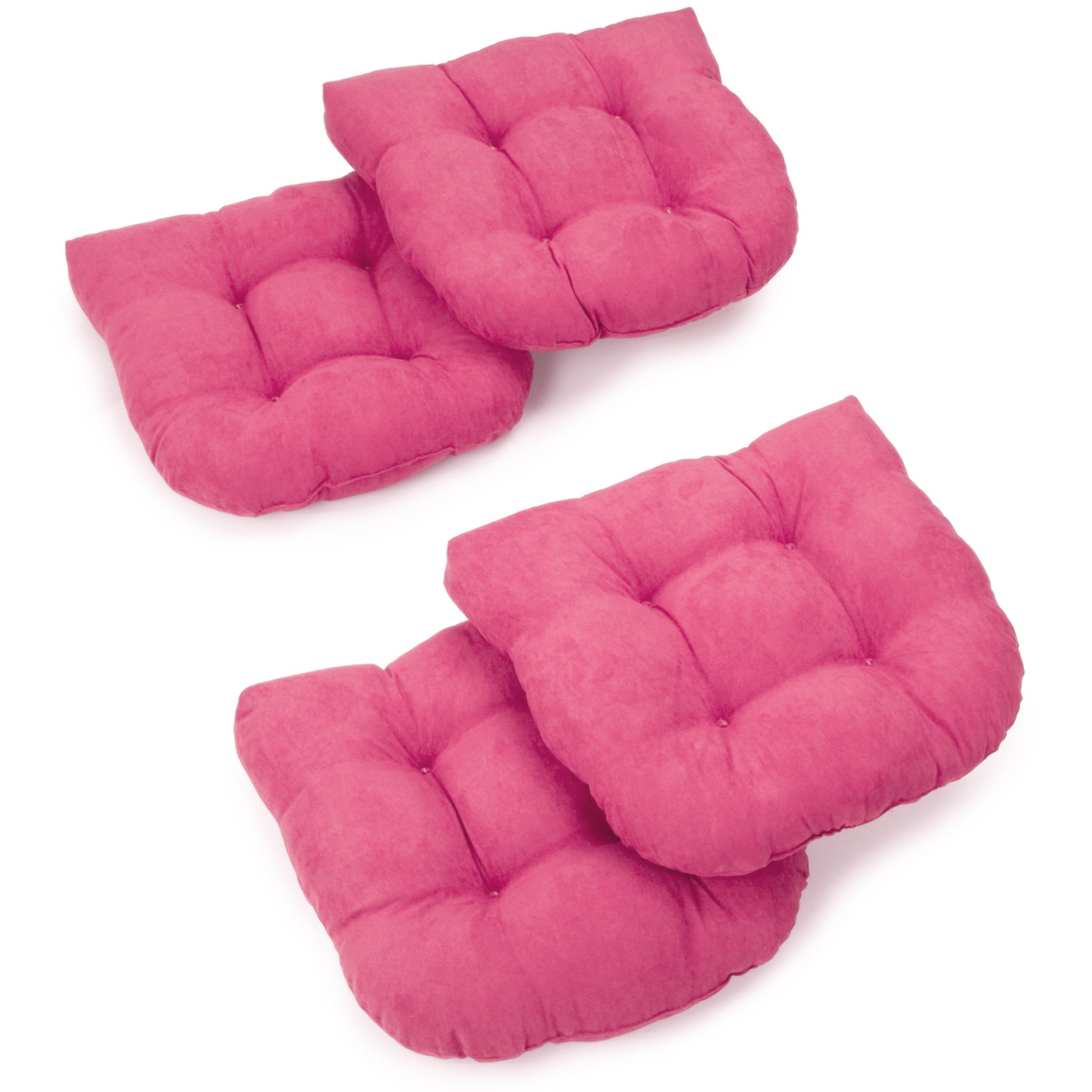 Blazing Needles Microsuede U Shaped Indoor Chair Cushion Set of 4