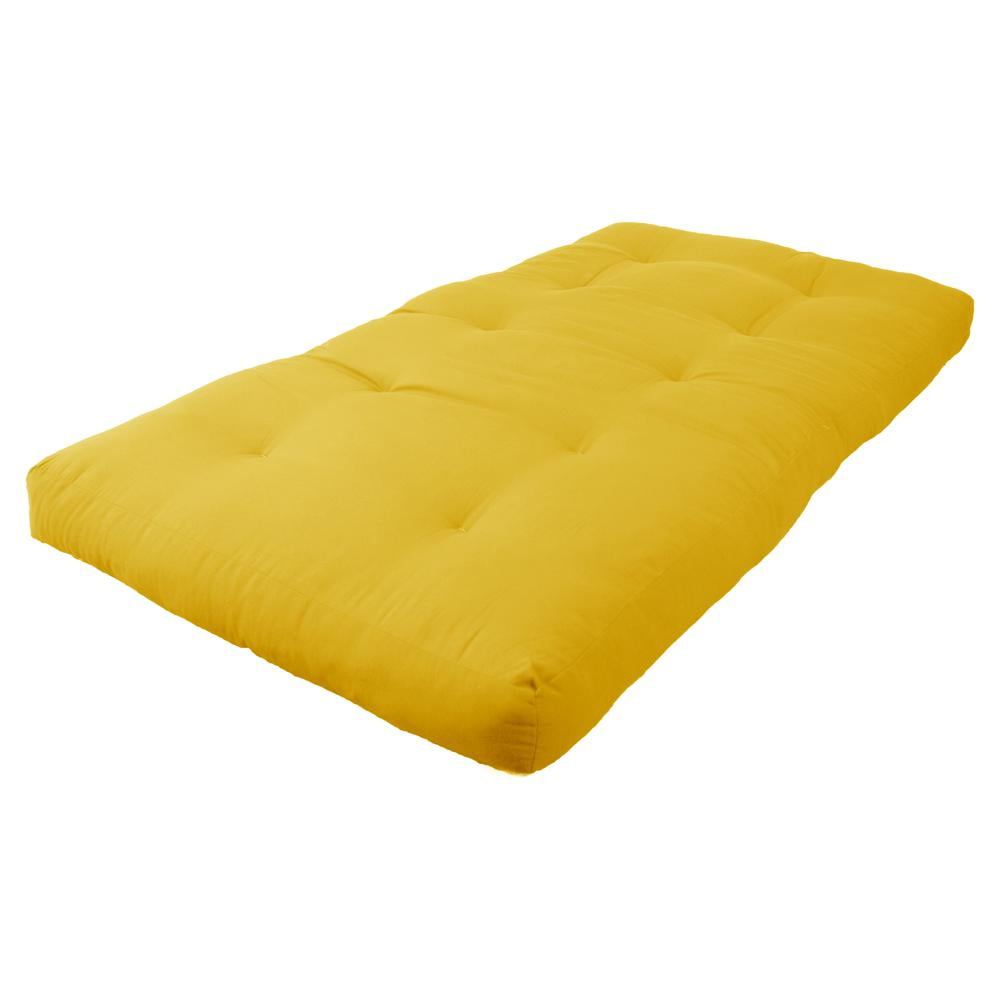 Sunset Yellow Handcrafted Twin Futon Pad with Cotton Batting