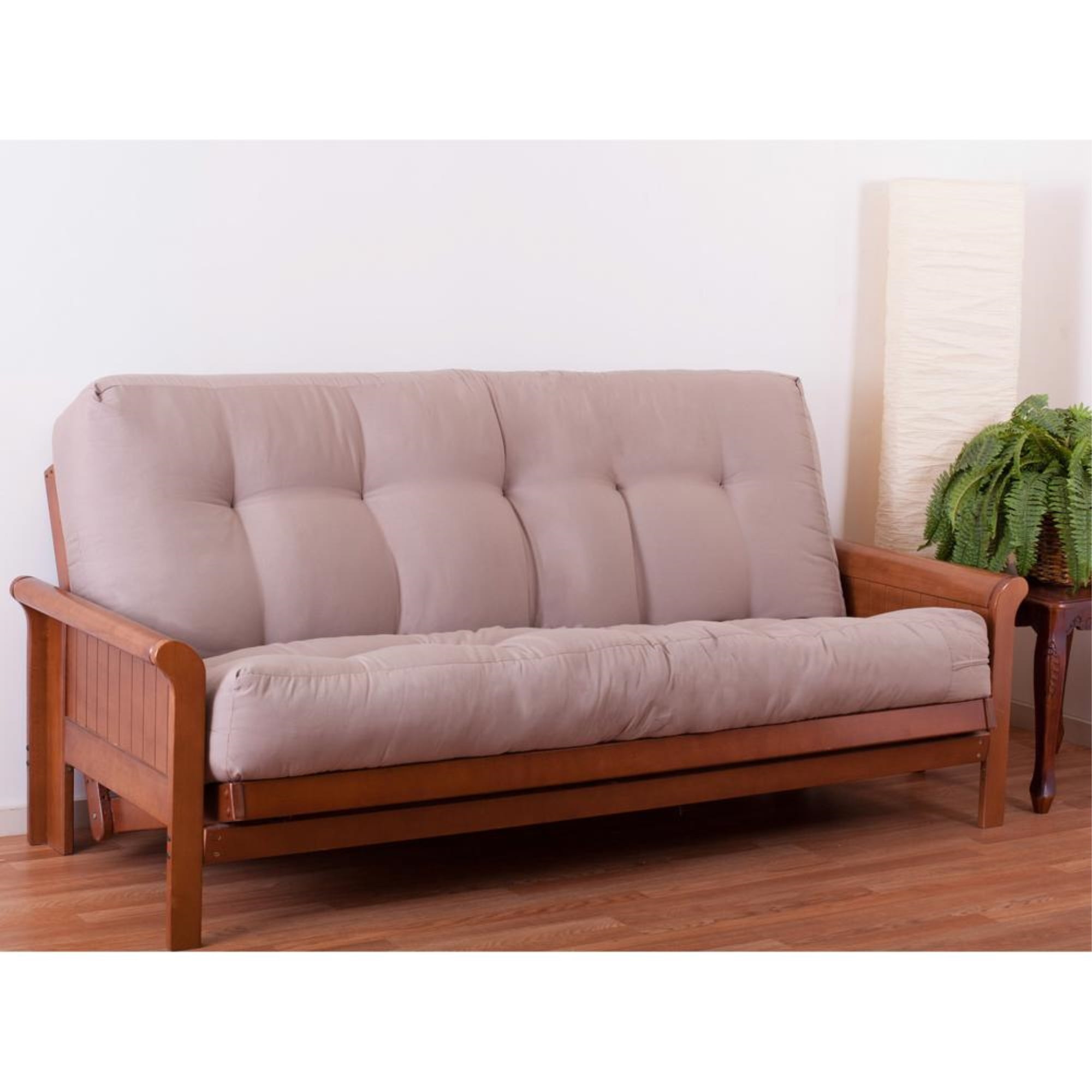 Twin Beige Cotton Polyester Innerspring Futon Pad