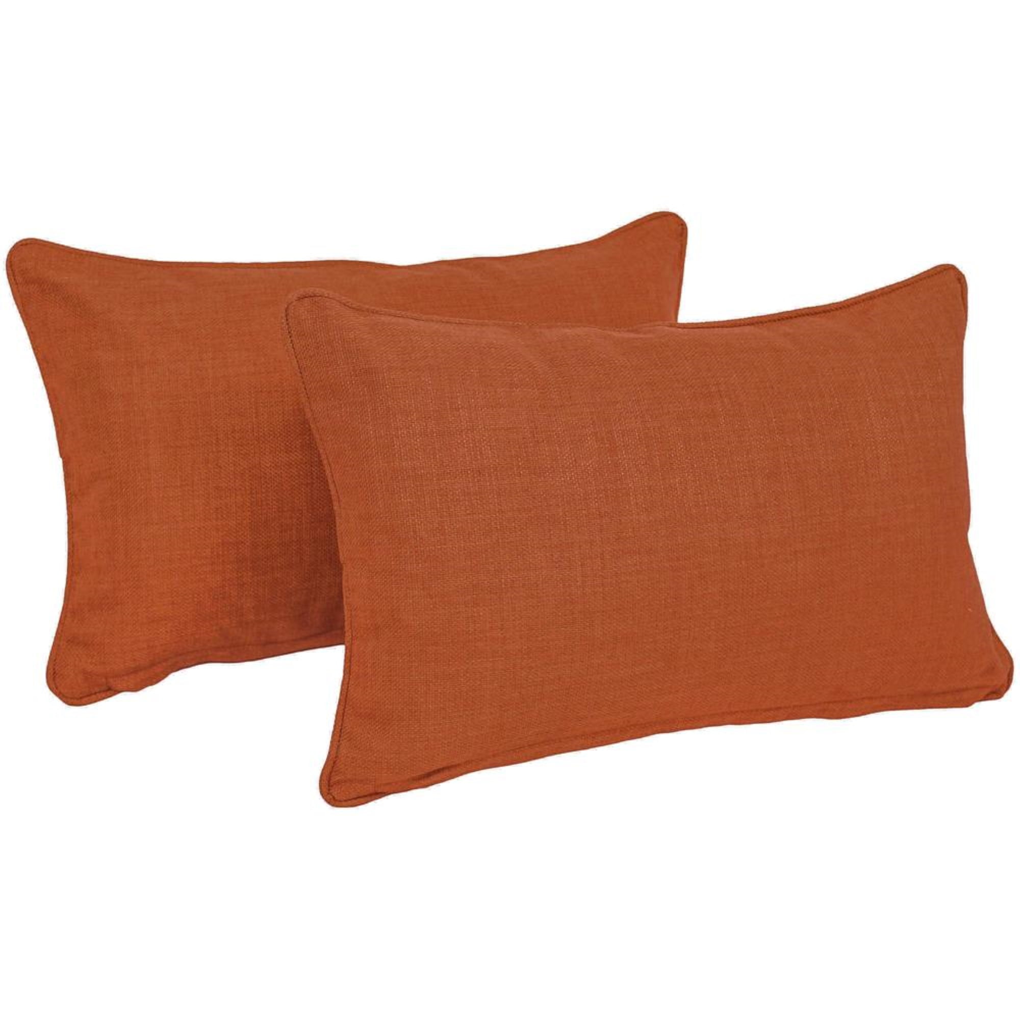 20-inch by 12-inch Double-corded Solid Outdoor Spun Polyester Back Support Pillows with Inserts (Set of 2), Cinnamon