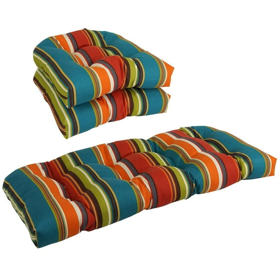 Blazing Needles U-Shaped Patterned Spun Polyester Tufted Settee Cushion Set (Set of 3)