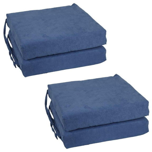 Blazing Needles Set of 4 Indoor Microsuede Chair Cushions, Indigo