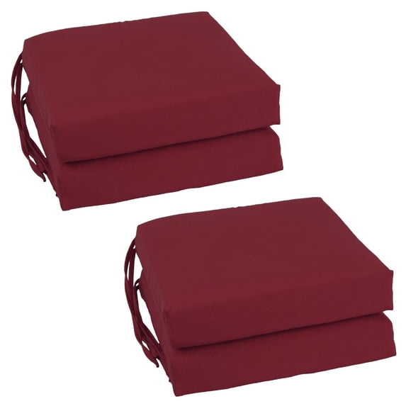 Blazing Needles Set of 4 Indoor Twill Chair Cushions, Burgundy