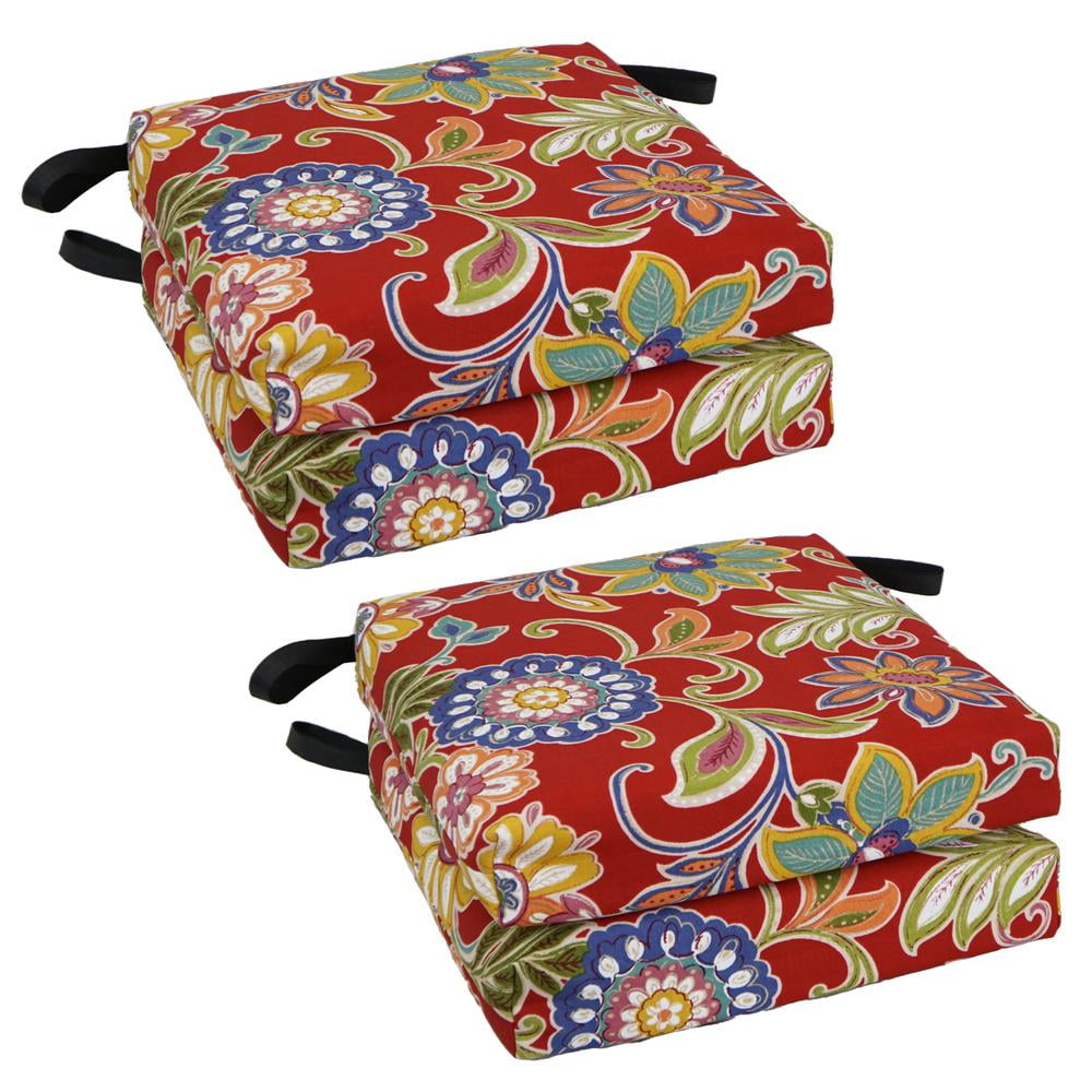 Alenia Pompeii Red Floral Polyester Outdoor Chair Cushions, Set of 4