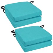 Blazing Needles 16-inch Square Solid Outdoor Chair Cushions Set of 4 - Aqua Blue