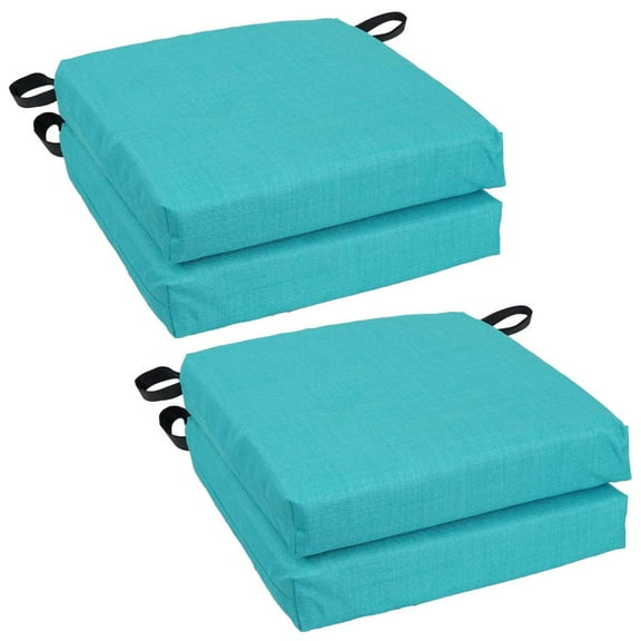 Blazing Needles Set of 4 Outdoor Chair Cushions, Aqua Blue