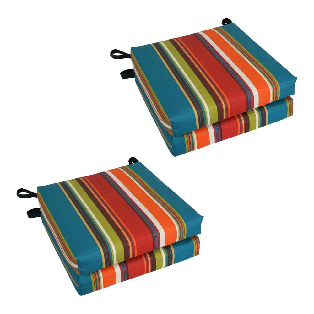 Westport Teal Striped Polyester Outdoor Chair Cushions, Set of 4