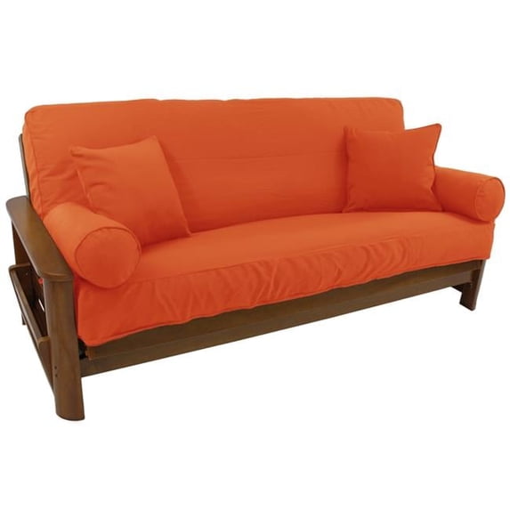 Blazing Needles 9680-CD-TW-TD Full Futon Cover Set with Two 18 in. Pillows & Two Bolsters, Tangerine Dream - Set of 5