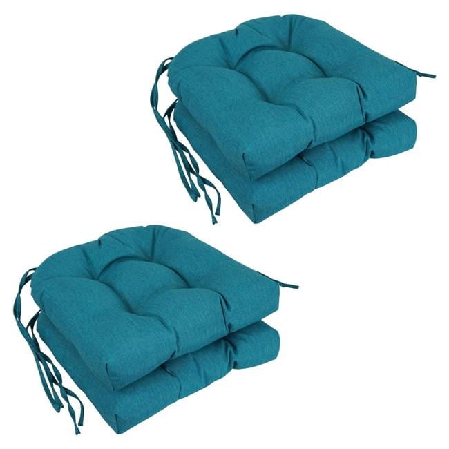 Blazing Needles 916X16US-T-4CH-LF-002 Soft Olefin U-Shaped Outdoor Dining Chair Cushions, Estar Teal - Set of 4