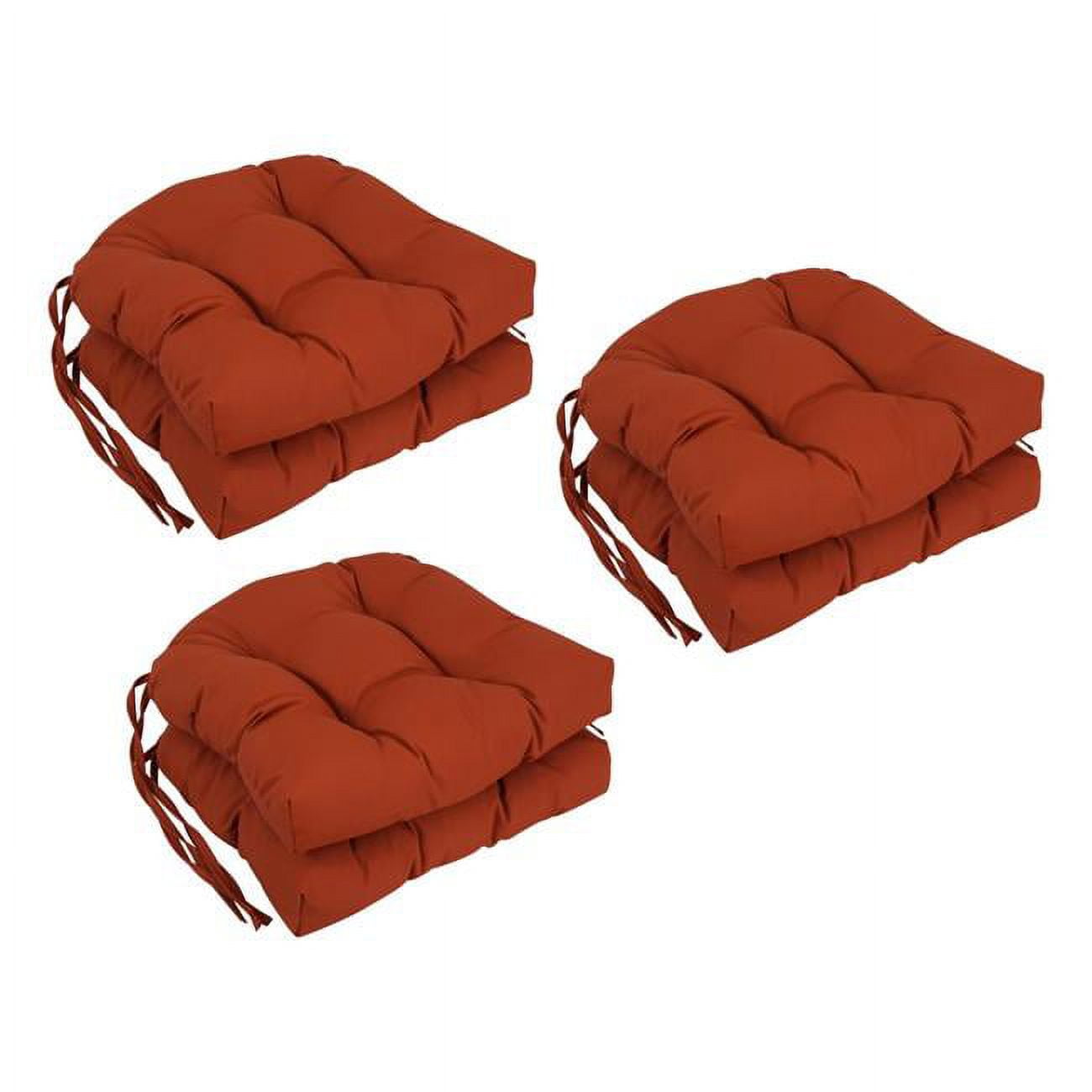 Blazing Needles Soft Olefin U Shaped Outdoor Dining Chair Cushions Solar Brick Set of 6