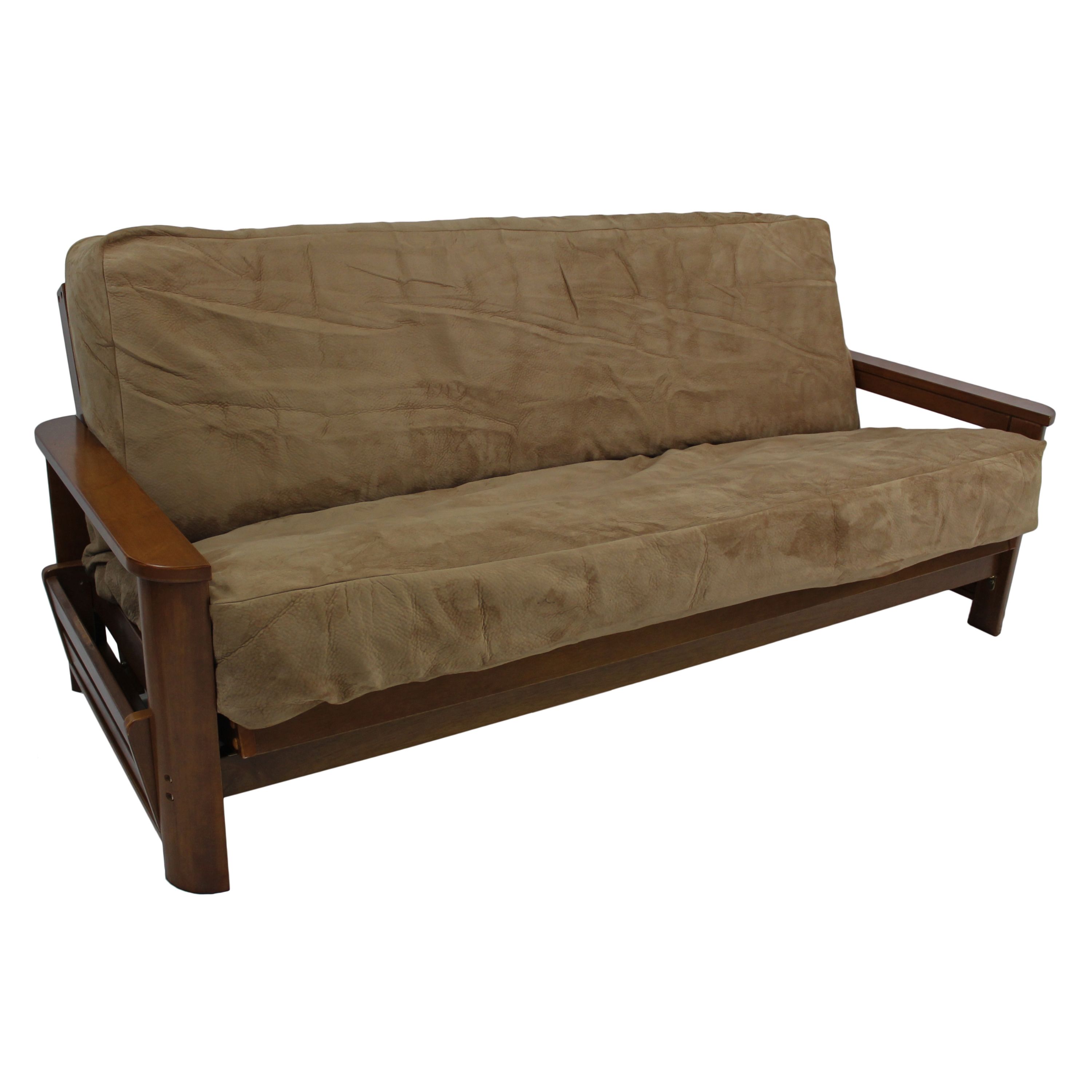 Blazing Needles Solid Foam-Backed Microsuede 8" to 9" Futon Cover, Full, Tan - image 1 of 5