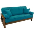 thumbnail image 1 of Solid Microsuede Double Corded 8 to 9-inch Full Futon Cover Set with Four Throw Pillows (Set of 5) - Aqua Blue, 1 of 3