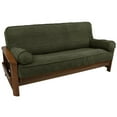 thumbnail image 1 of Blazing Needles Solid Microsuede Double Corded 8 to 9-inch Full Futon Cover Set with Two 20 by 8-inch Bolster Pillows (Set of 3)-Color:Hunter Green, 1 of 2