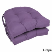 Blazing Needles Solid Twill U-Shaped Tufted Chair Cushions (Set of 2), 16", Grape