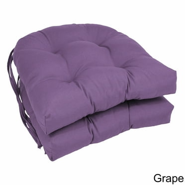 Blazing Needles Solid Twill U-Shaped Tufted Chair Cushions (Set of 2), 16", Grape
