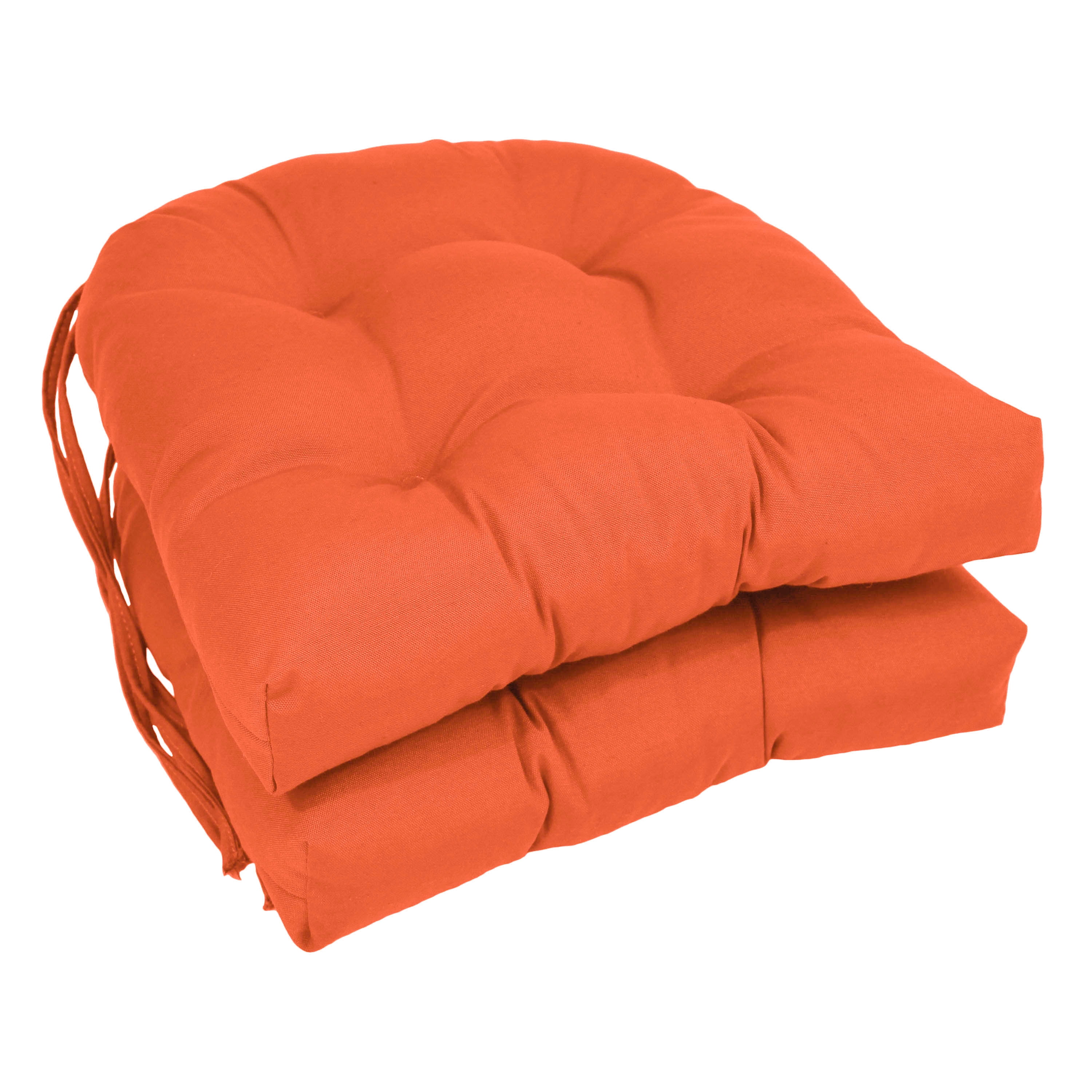 Tangerine Dream Twill U-Shaped Tufted Chair Cushions, Set of 2