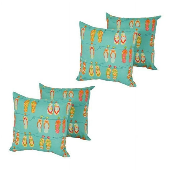 Blazing Needles CO-JO16-09-S4 17 in. Spun Polyester Outdoor Throw Pillows, Hanging Sandals - Set of 4