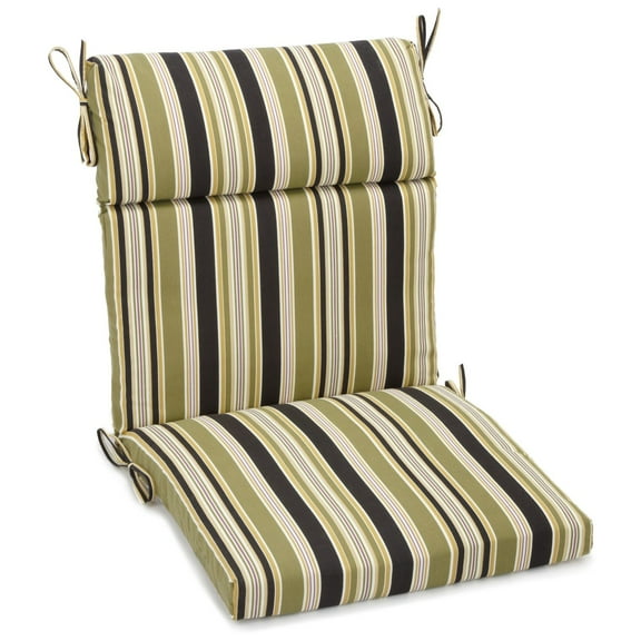 Blazing Needles Spun Polyester Outdoor Squared Seat/Back Chair Cushion-Color:Eastbay Onyx