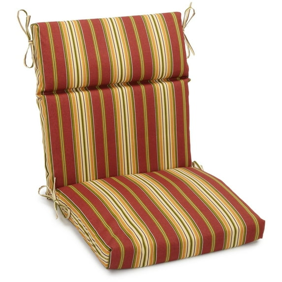 Blazing Needles Spun Polyester Outdoor Squared Seat/Back Chair Cushion-Color:Kingsley Stripe Ruby