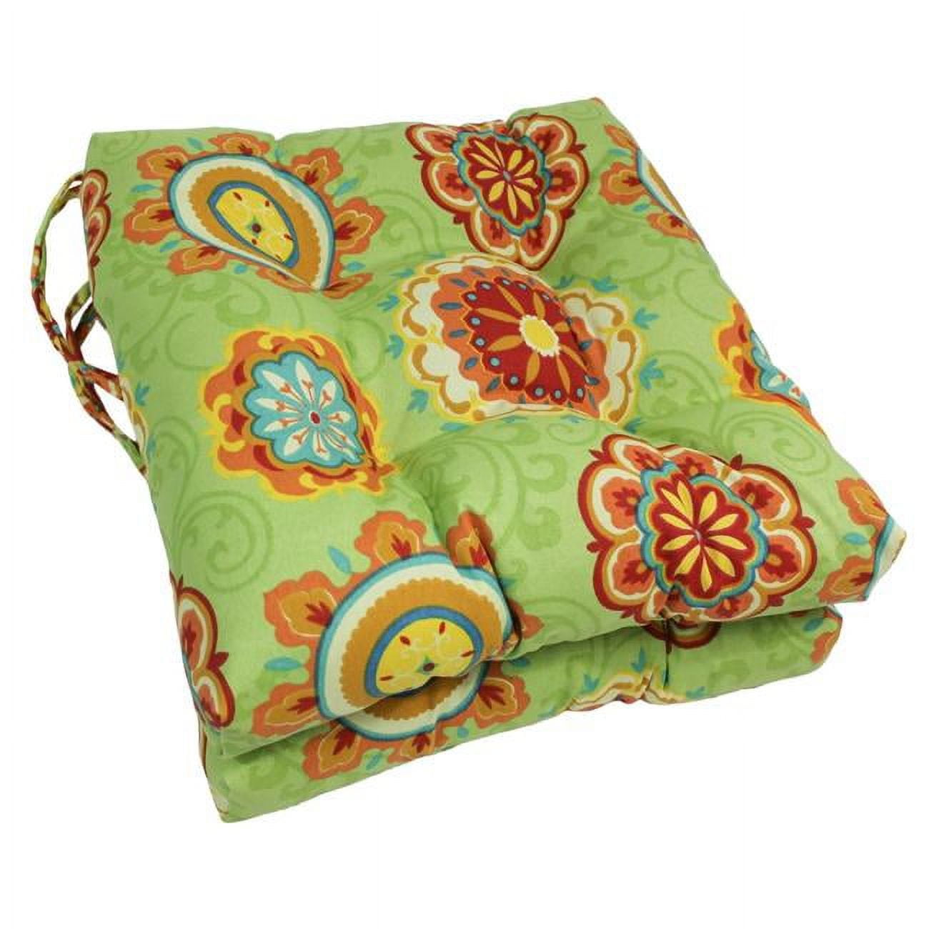 Blazing Needles Square Outdoor 16 in. Chair Cushions with Ties - Set of 2