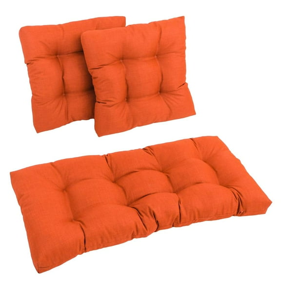 Blazing Needles Square Spun Polyester Outdoor Tufted Settee Cushions (Set of 3)