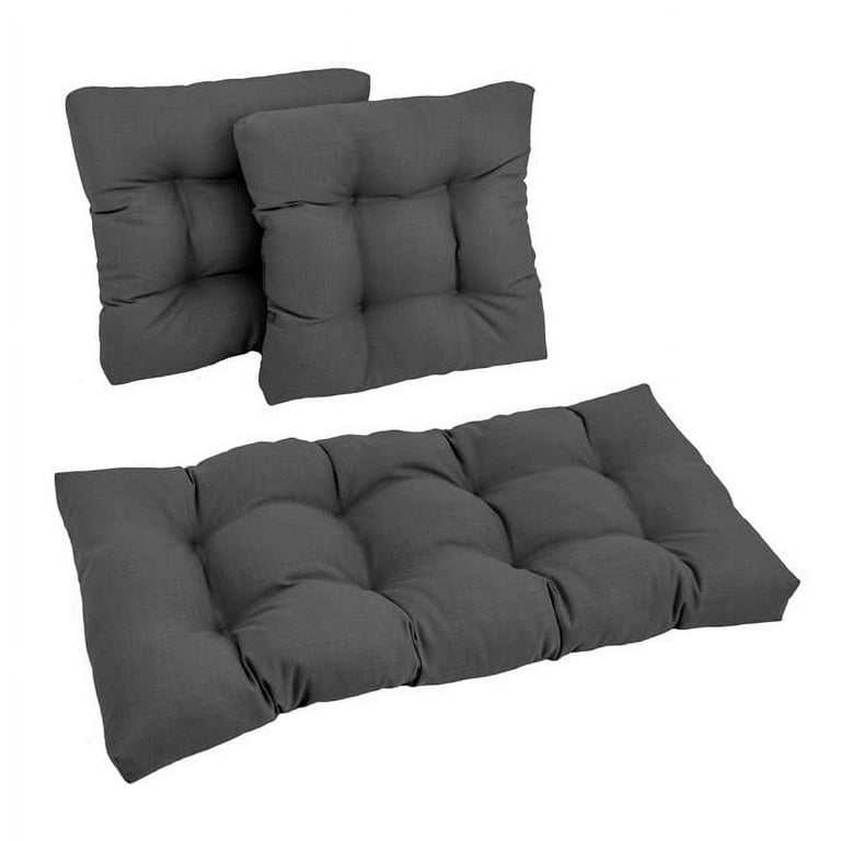 Blazing Needles Squared Solid Spun Polyester Tufted Settee Cushions Cool Gray Set of 3