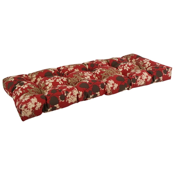 Blazing Needles Tufted Indoor/Outdoor Bench Cushion (Multiple widths from 46 to 60 inch) 46-inch - Montfleuri Sangria