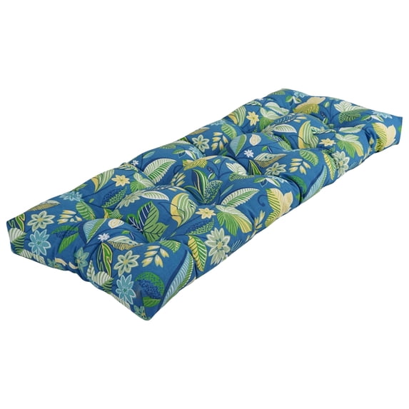 Blazing Needles Tufted Indoor/Outdoor Bench Cushion (Multiple widths from 46 to 60 inch) 46-inch - Skyworks Caribbean
