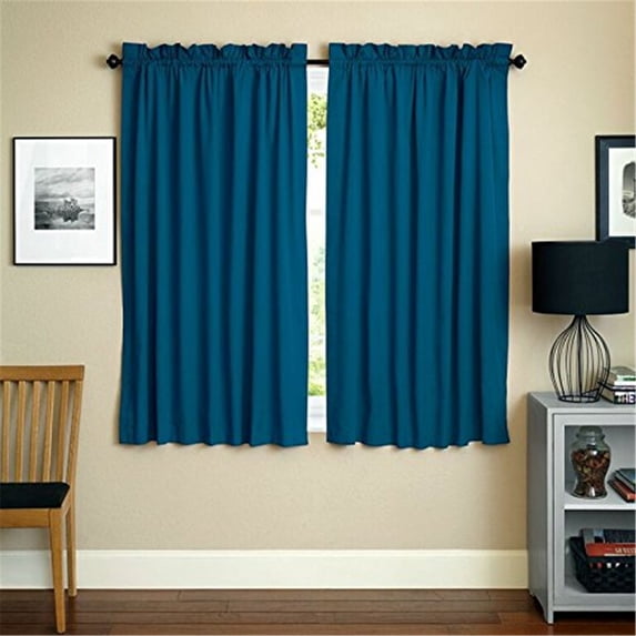 Blazing Needles 63-inch by 52-inch Twill Curtain Panels (Set of 2) - Indigo