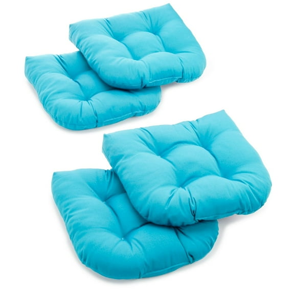 Blazing Needles U Shaped Chair Cushion (Set of 4)-Aqua Blue