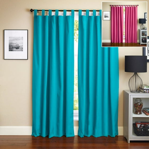 Blazing Needles 84-inch by 52-inch Twill Insulated Blackout Two-Tone Reversible Curtain Panels (Set of 2)