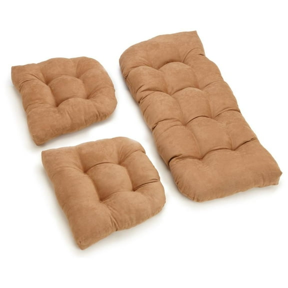 Blazing Needles U-Shaped Microsuede Tufted Settee Cushion Set (Set of 3)