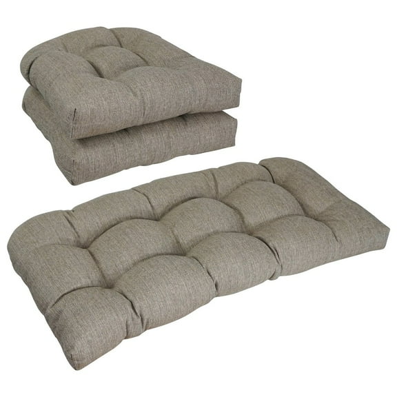 Blazing Needles U-Shaped Solid Woven Olefin Tufted Settee Cushion Set (Set of 3)