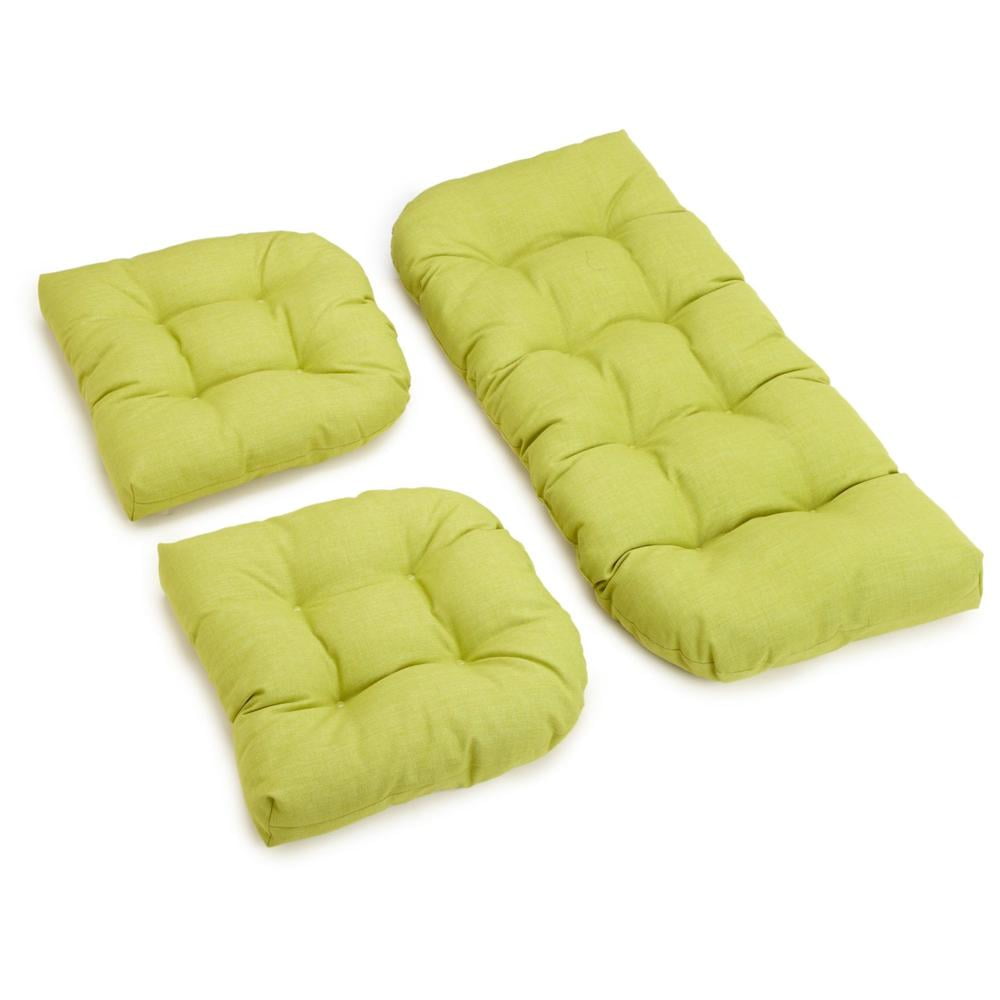 Lime Green Spun Polyester Tufted Settee Cushion Set