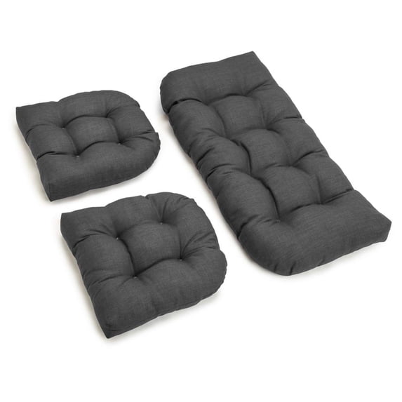 U-Shaped Spun Polyester Tufted Settee Cushion Set (Set of 3)