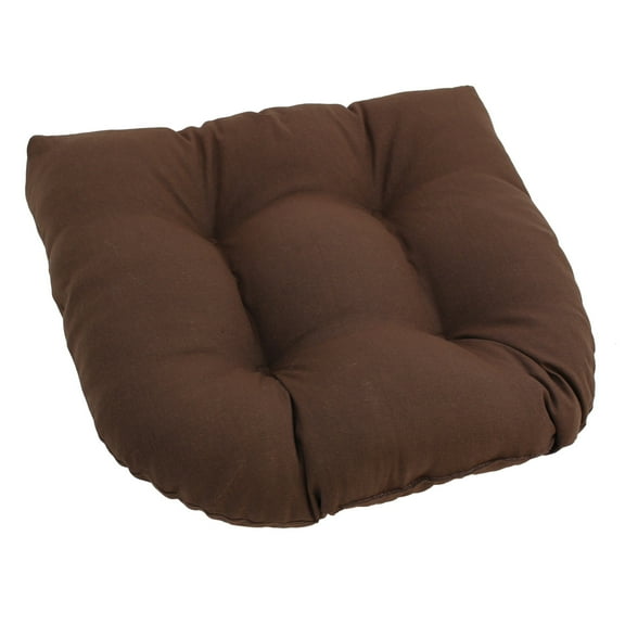 Blazing Needles U-Shaped Twill Tufted Dining Chair Cushion, 19", Chocolate