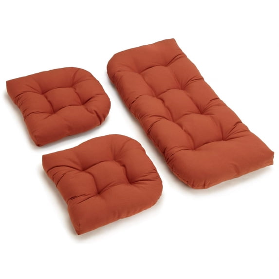 U-Shaped Twill Tufted Settee Cushion Set (Set of 3) - Spice