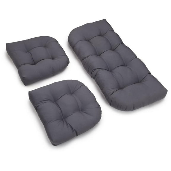 U-Shaped Twill Tufted Settee Cushion Set (Set of 3) - Grey