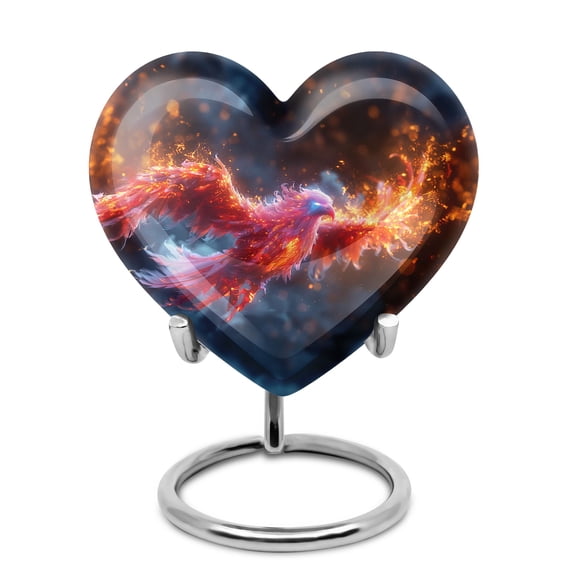 Blazing Phoenix Ascent Cremation Heart Urn - Ashes Urns - Petite Cremation Urn For Human Ashes - Elegant Small Urn For Women 3 Inch, 1 Pc