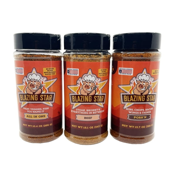 Blazing Star BBQ Barbecue Bundle (All-In-One Seasoning/Beef Rub & Seasoning/Pork'n Rub & Seasoning)