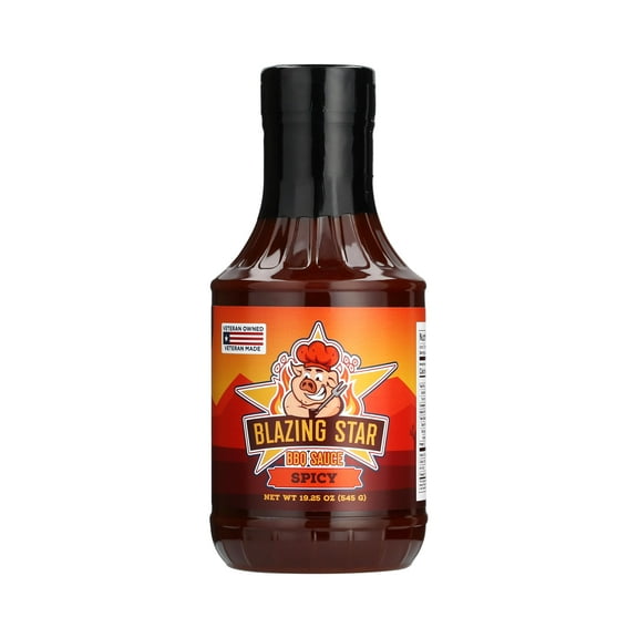 Blazing Star Spicy BBQ Sauce - Made with Carolina Reaper Pepper for a Fiery Kick, Perfect Hot BBQ for Daring Taste Buds - Spicy Infused Rub for Added Flavor (20 oz) by Blazing Star