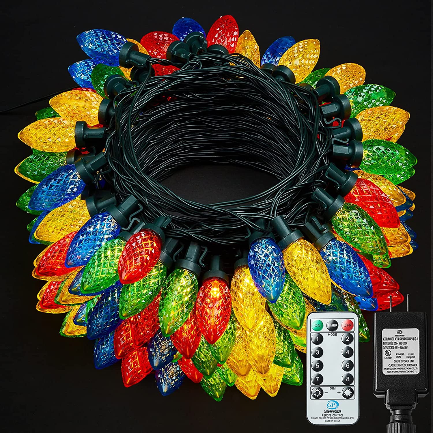 BlcTec Upgraded Super Big C9 Christmas Lights Outdoor, 100 LED 66 FT