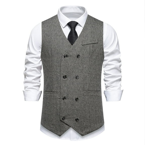 BlczomTank Tops for Men Wool Dress Suit Vest Slim Fit Waistcoat Gray Formal Shirts
