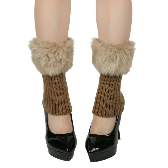 Blczomt 1 Pairs Socks for Women Leg Warmer Fuzzy Socks Ribbed Knit Thermal Sock