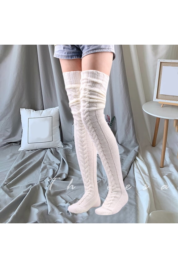 1 Pairs Women Socks Over The Knee High Thermal Sock Slouch Ruffle Winter Sock