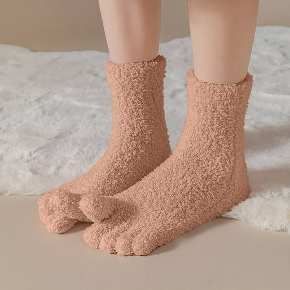 Blczomt 1 Pairs Women Socks Toe Fluffy Socks Fuzzy Thermal Winter Socks