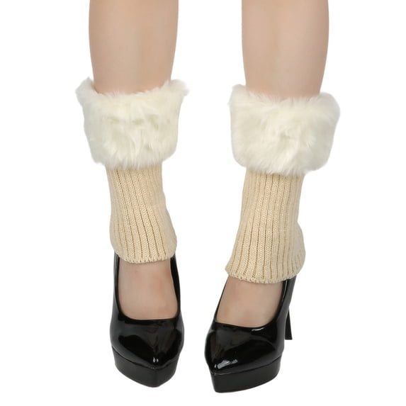 Blczomt 1 Pairs Women's Socks Leg Warmer Fuzzy Sock Thermal Ribbed Knit Socks